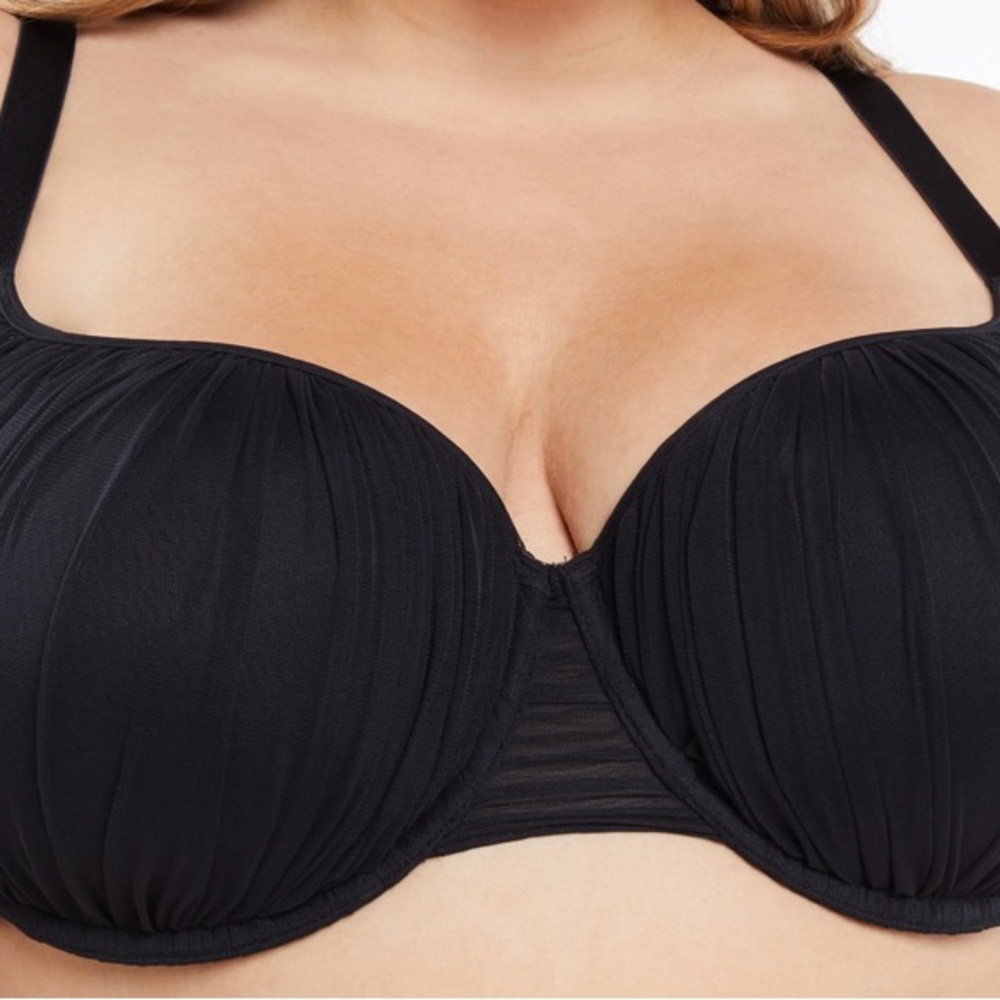 Gathered mesh balconette bra